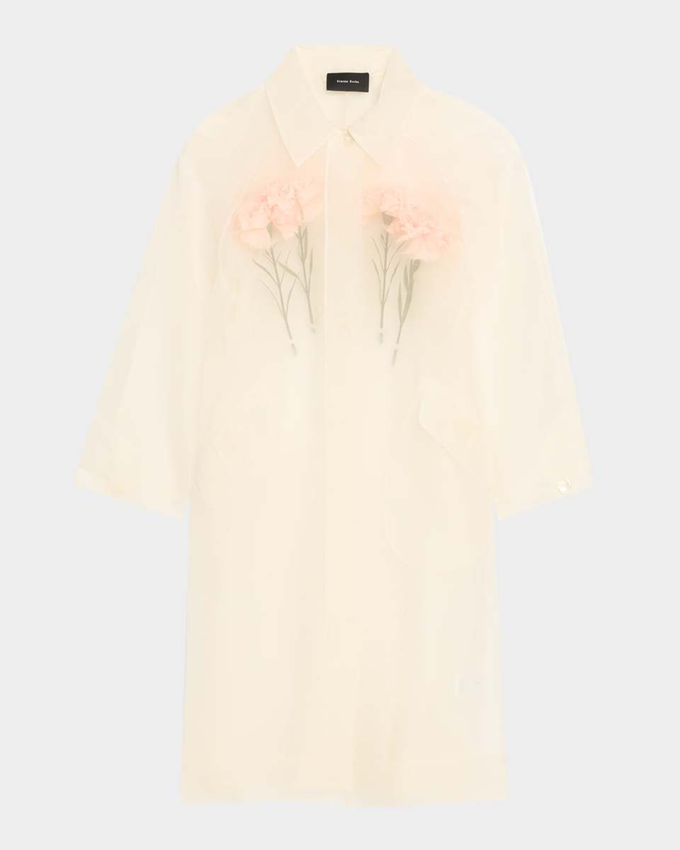 Carnation-Stuffed Sheer Car Coat